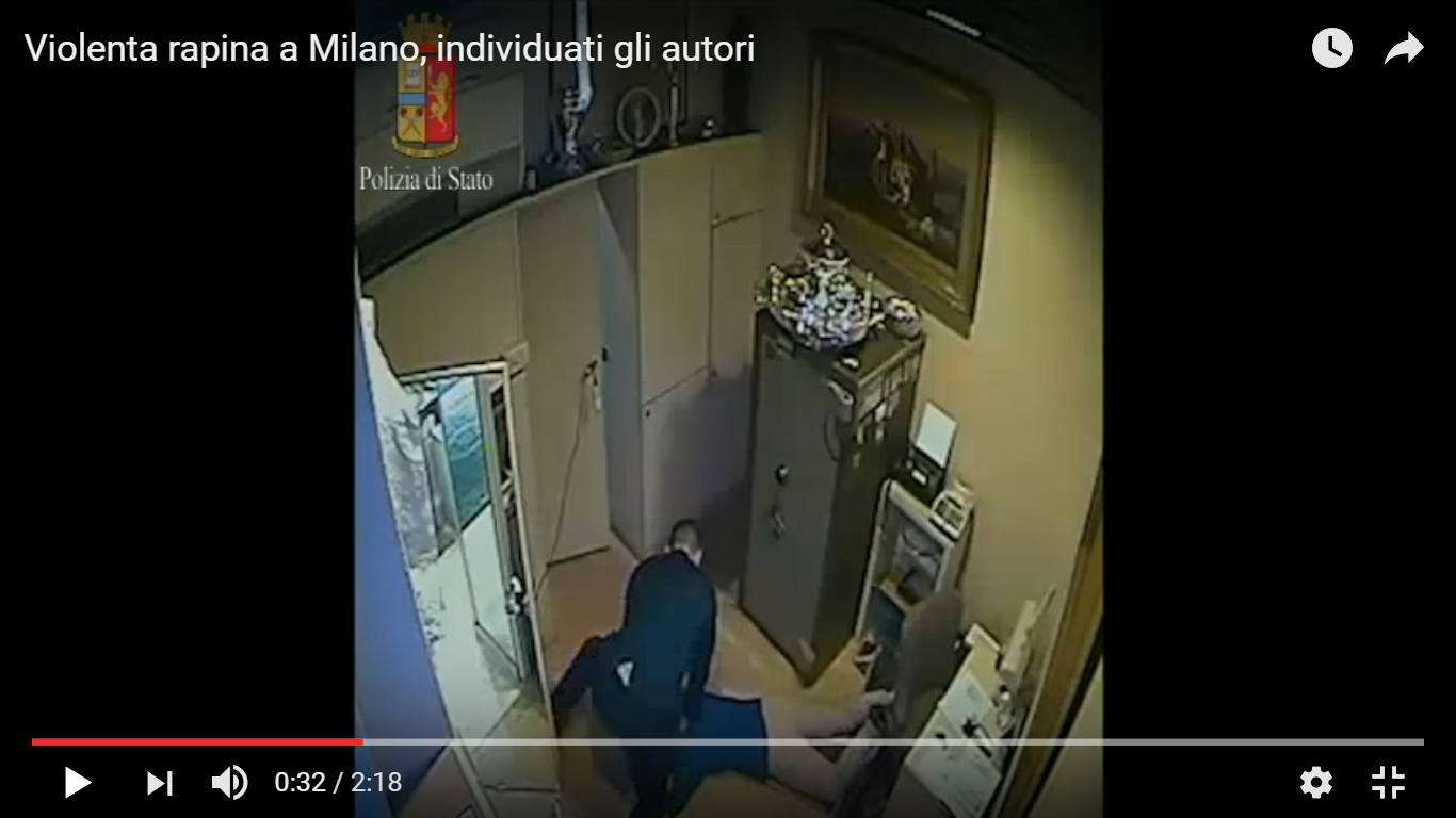 YouTube/poliziadistato -Violenta rapina a Milano, individuati gli autori