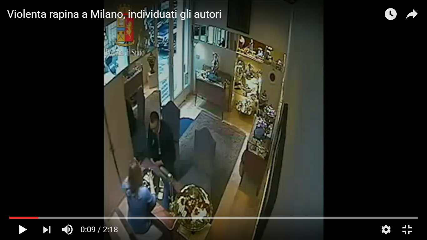 YouTube/poliziadistato -Violenta rapina a Milano, individuati gli autori 