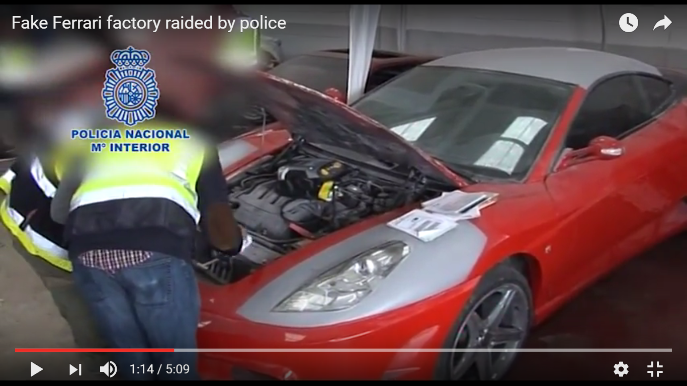 YouTube/Motoring Research-Fake Ferrari factory raided by police
