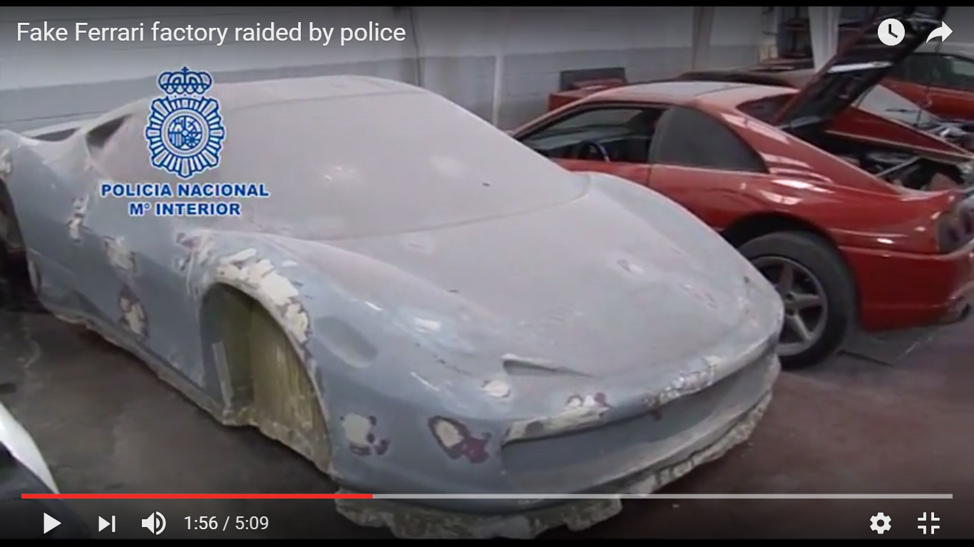 YouTube/Motoring Research-Fake Ferrari factory raided by police