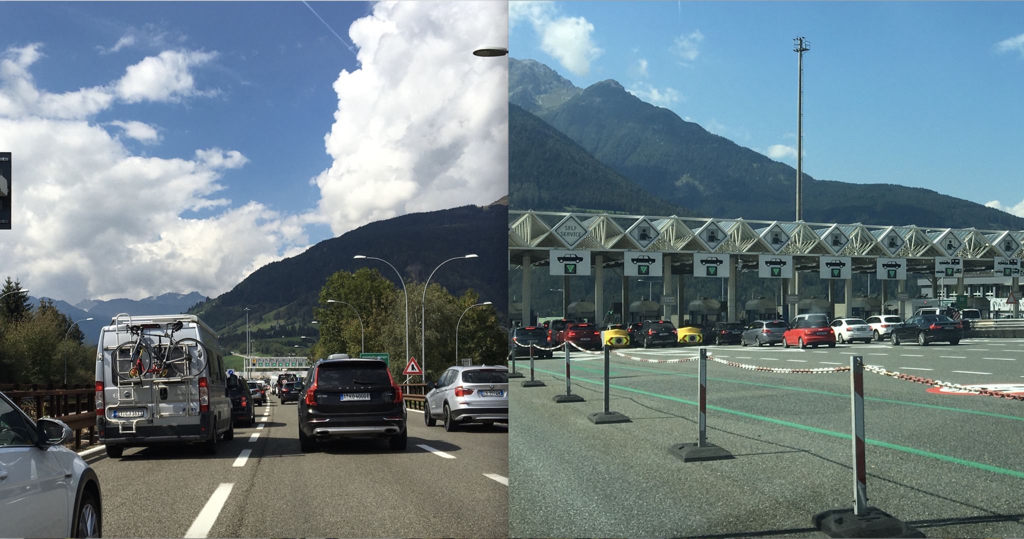 Vergleich Mautstellen. Links Sterzing, rechts Schönberg.